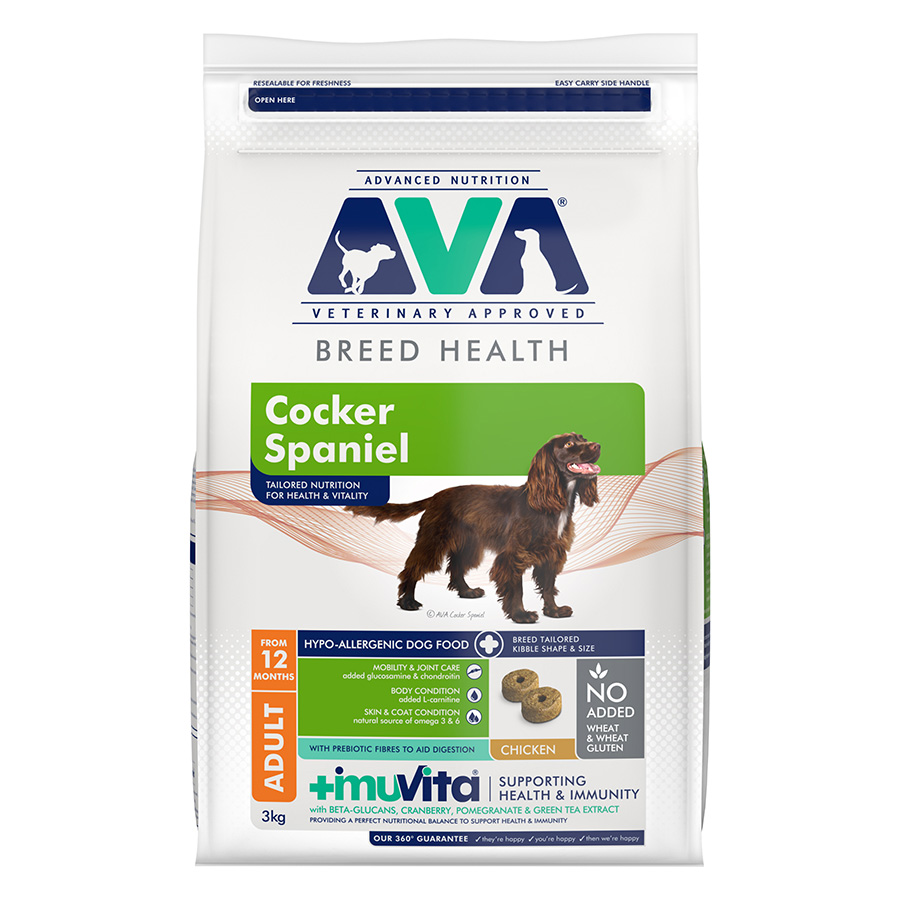 AVA Breed Health Cocker Spaniel Dry Dog Food Chicken dry dog food pack