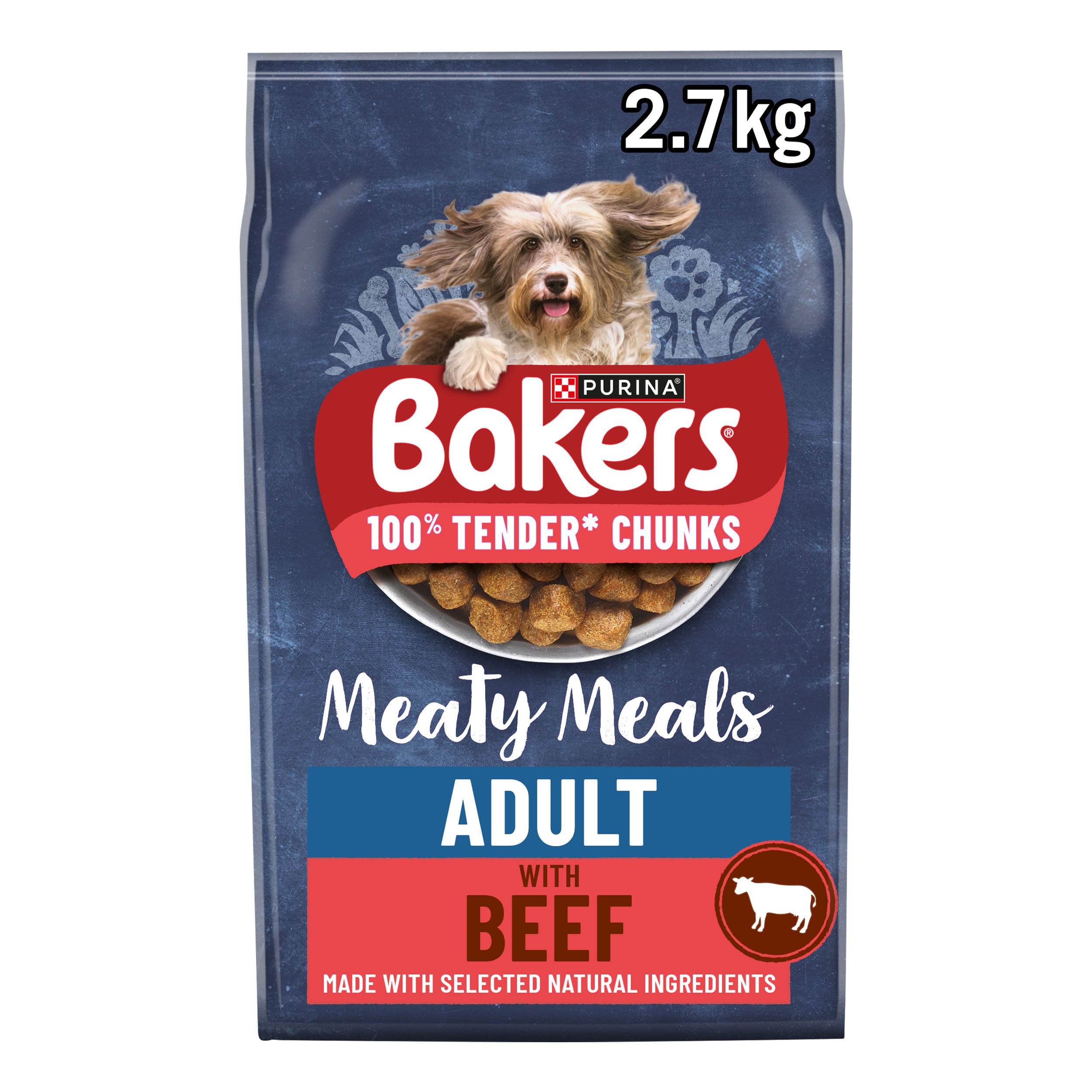 Bakers Meaty Meals Adult Dry Dog Food with Tasty Beef dry dog food pack