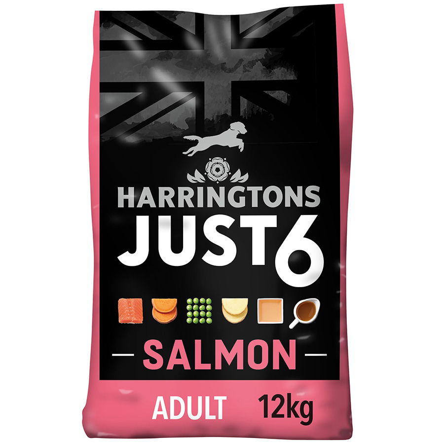 Harringtons Just 6 Complete Adult Dry Dog Food Salmon & Potato dry dog food pack