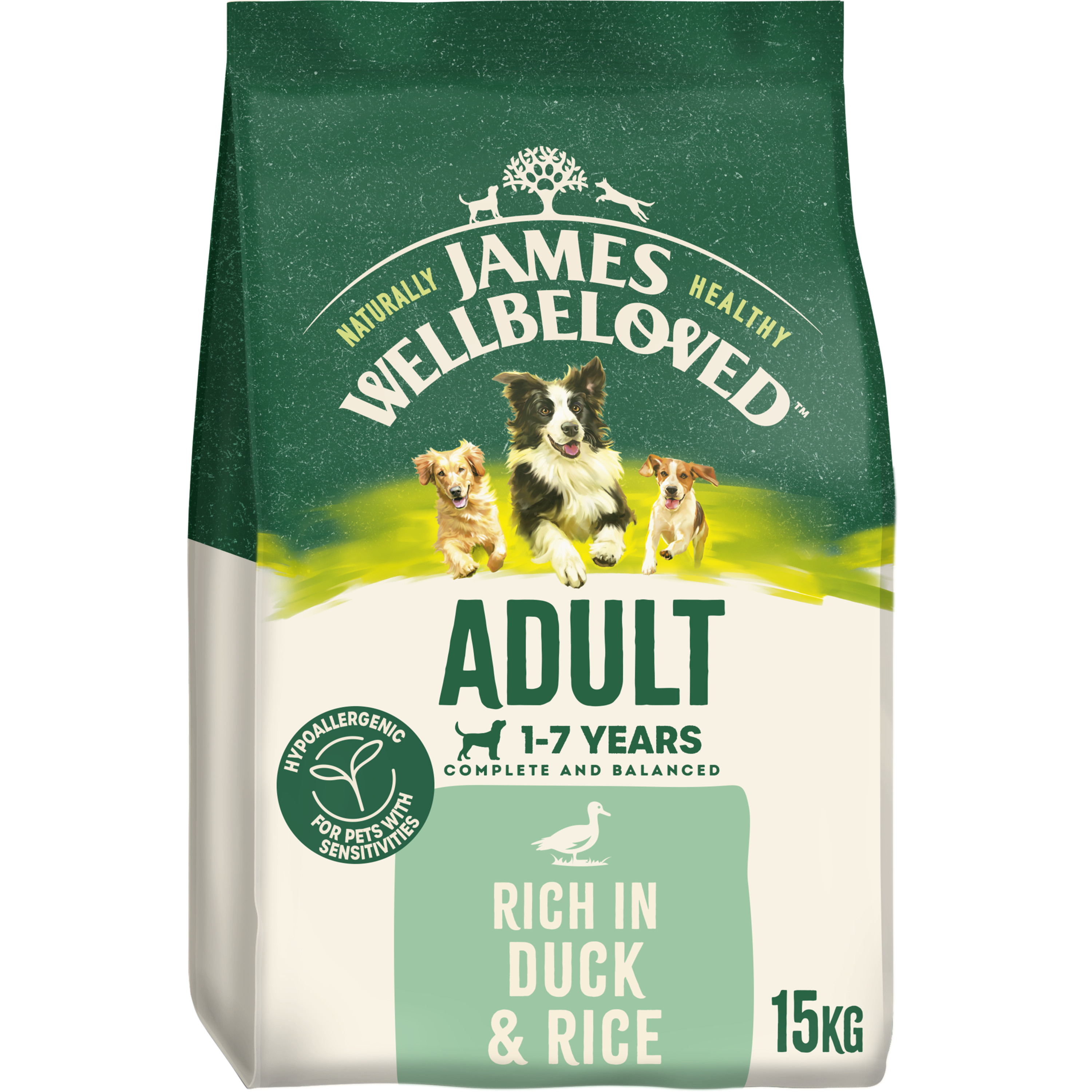 James Wellbeloved Adult Dry Dog Food Duck & Rice dry dog food pack