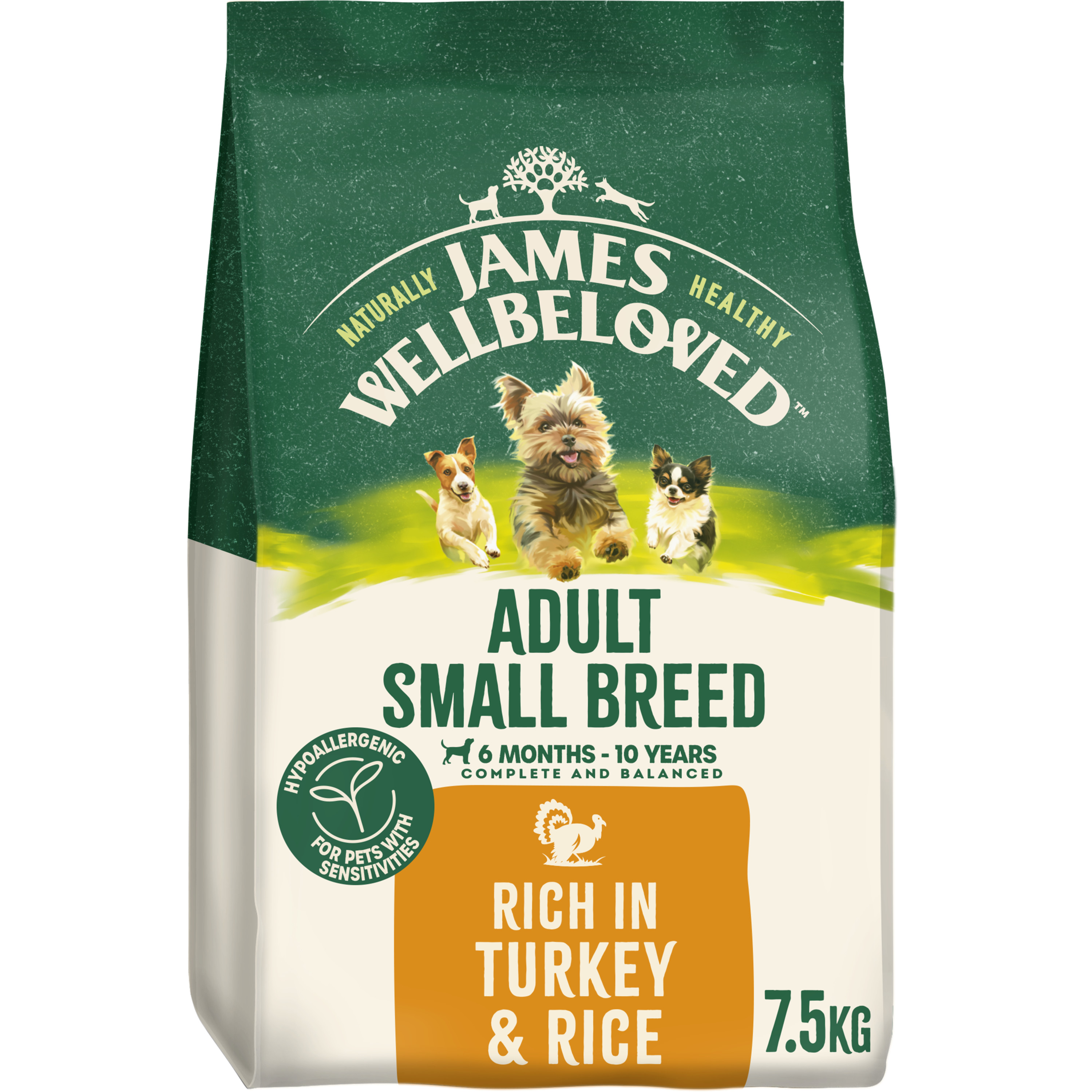 James Wellbeloved Small Breed Adult Dry Dog Food Turkey & Rice dry dog food pack