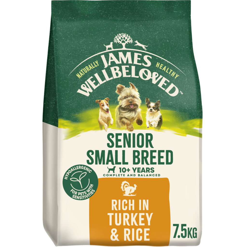 James Wellbeloved Small Breed Senior Dry Dog Food Turkey & Rice dry dog food pack