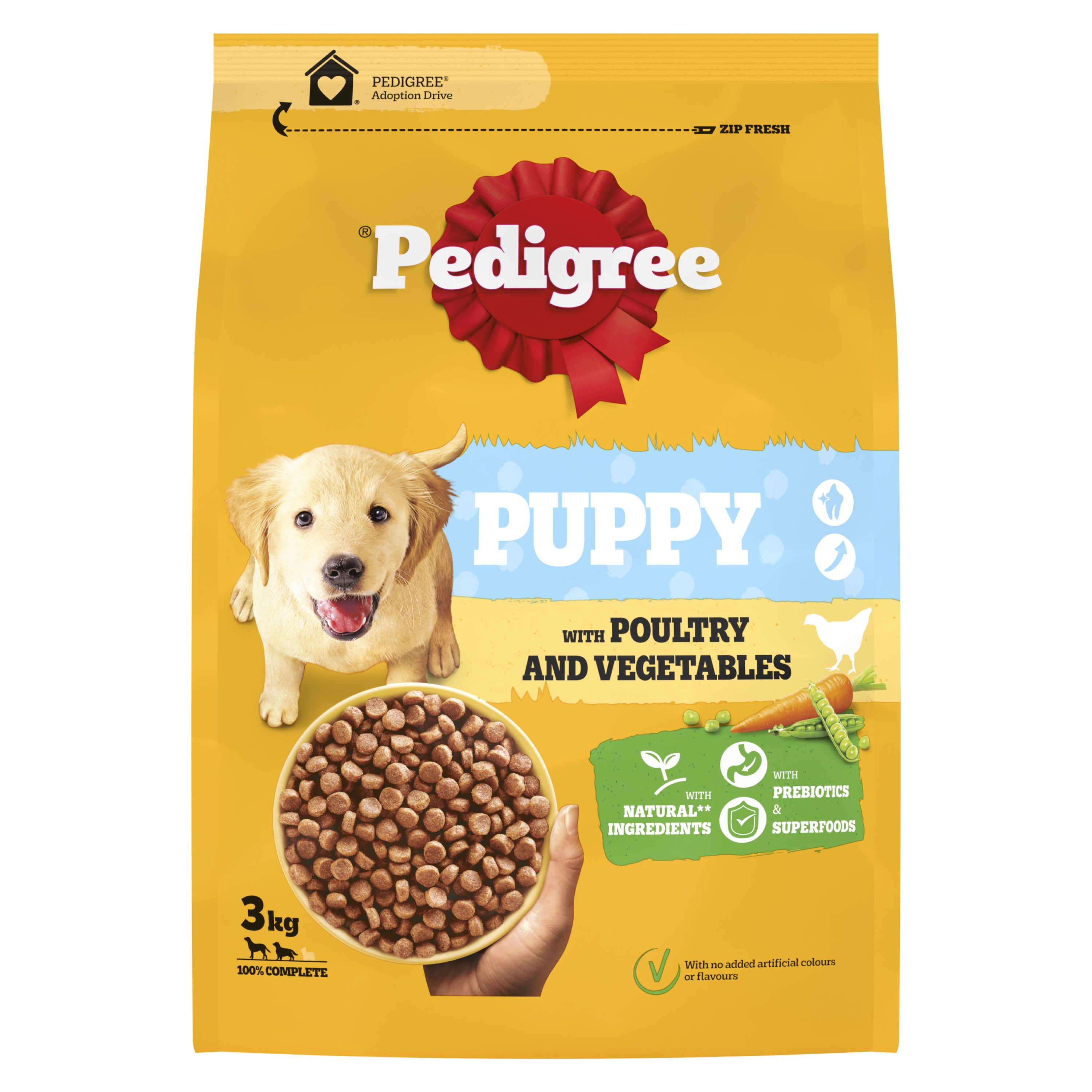 Pedigree Complete Medium Puppy Dry Dog Food Poultry & Veg 3kg dry dog food pack