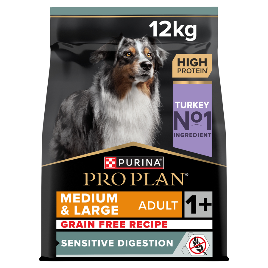 Pro Plan Grain Free Sensitive Digestion Adult Dry Dog Food Turkey dry dog food pack