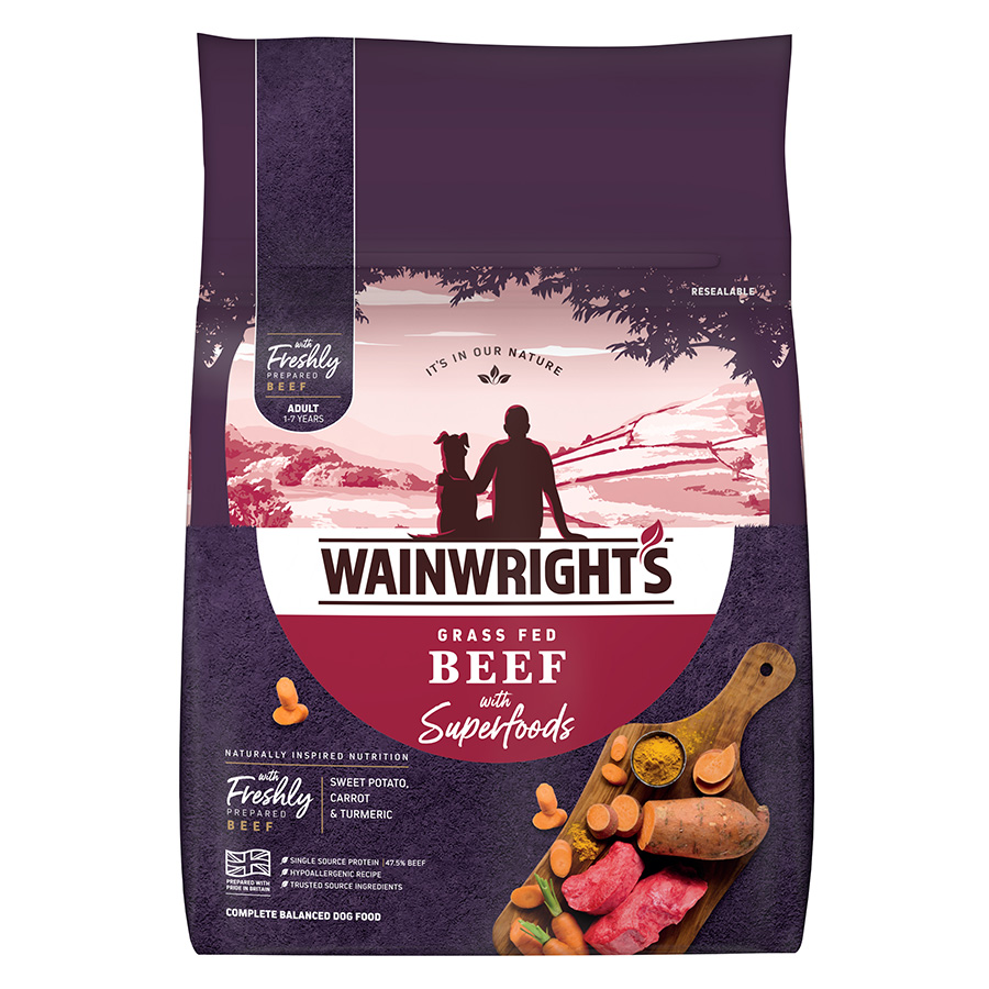 Wainwright’s Dry Adult Dog Food Beef With Superfoods dry dog food pack