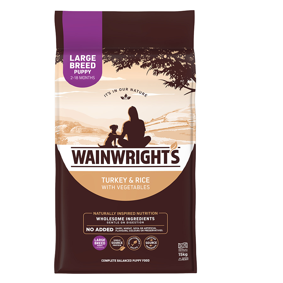 Wainwright’s Large Breed Puppy Dry Dog Food Turkey with Rice dry dog food pack