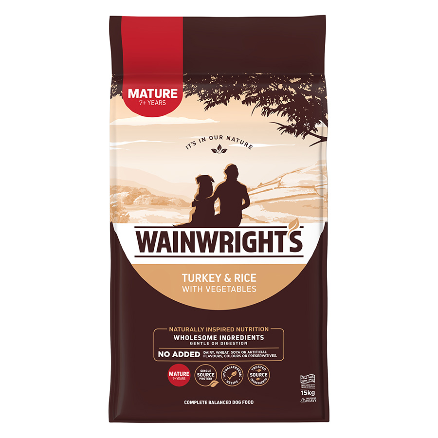 Wainwright’s Mature Dry Dog Food Turkey with Rice dry dog food pack