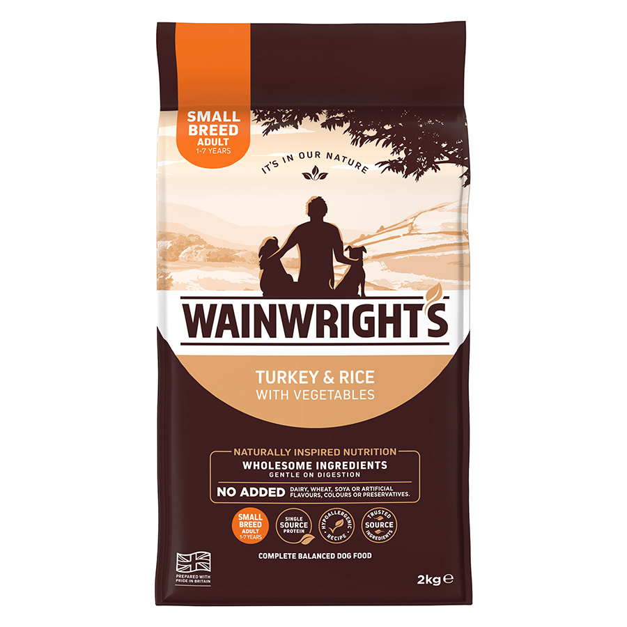 Wainwright’s Small Breed Adult Dry Dog Food Turkey with Rice dry dog food pack