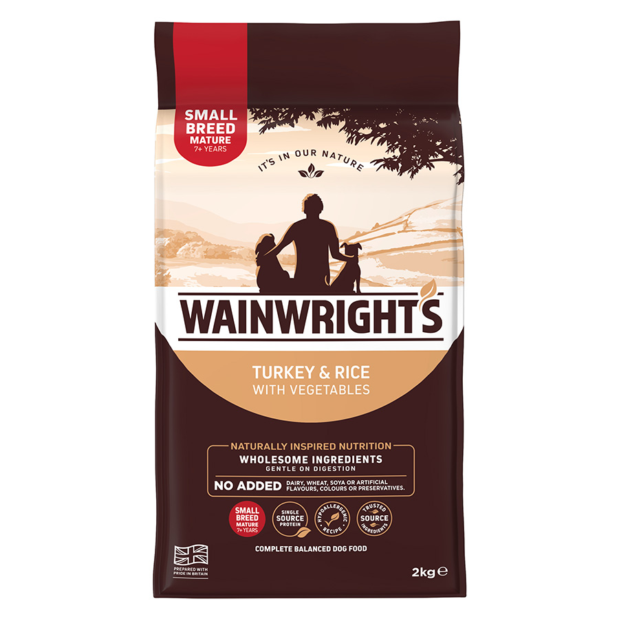 Wainwright’s Small Breed Mature Dry Dog Food Turkey with Rice dry dog food pack