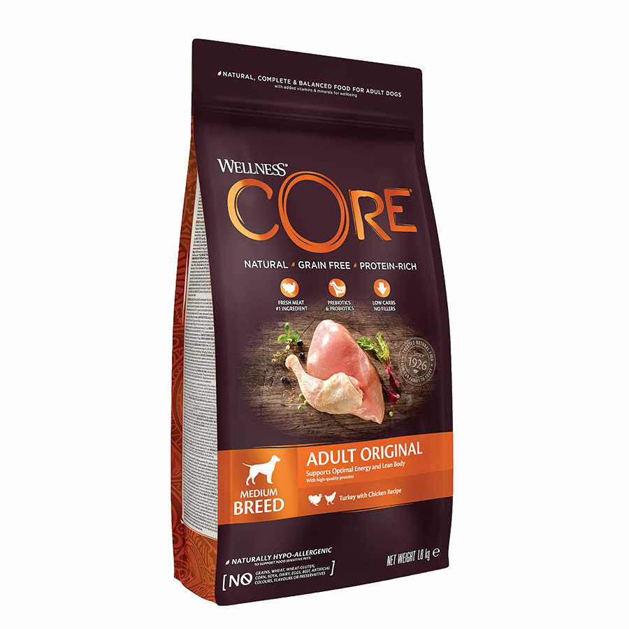 Wellness Core Complete Medium Breed Adult Dry Dog Food Turkey with Chicken dry dog food pack