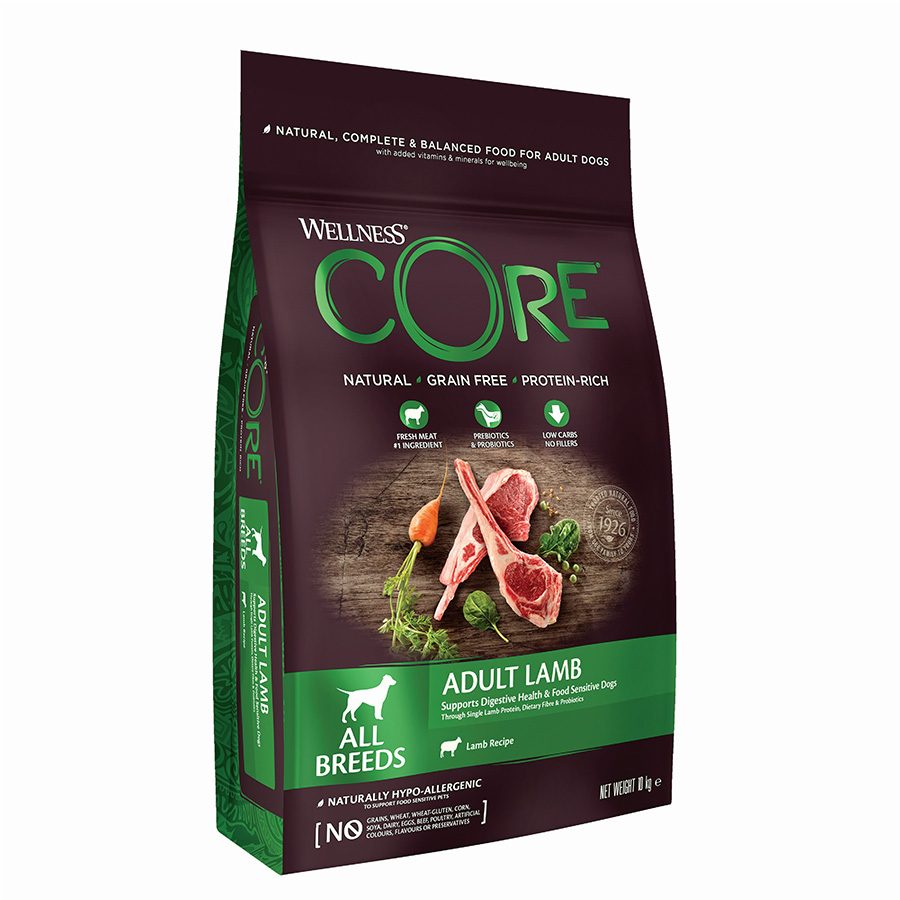 Wellness Core Grain Free All Breeds Adult Dry Dog Food Lamb dry dog food pack